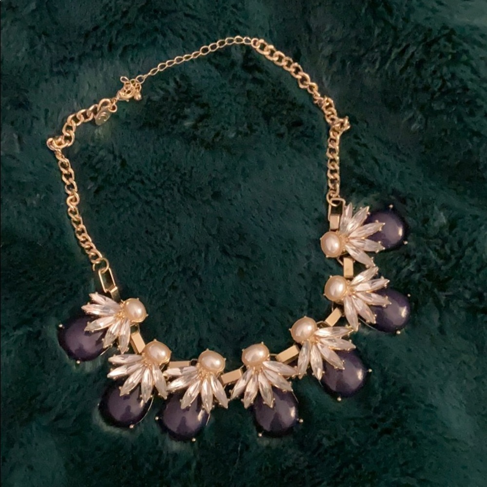 Charming Charlie Gold and Navy Statement Necklace